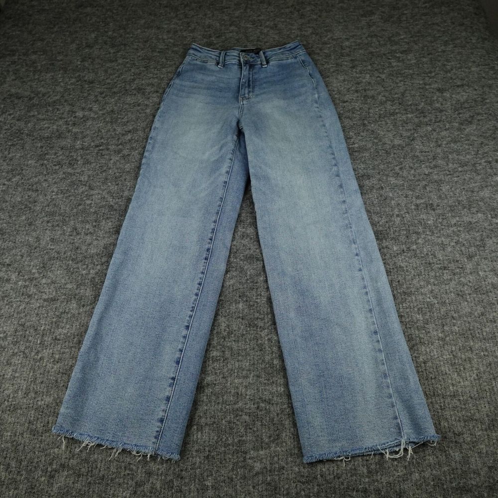 Judy Blue Jeans Womens 1/25 Fairmont High‎ Rise Cut Hem Wide Leg Baggy Skater